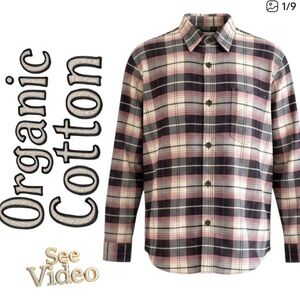 👛(ANY 2/$40)TILLEY Organic Cotton Flannel Pink|Black Tones Long Sleeved Shirt